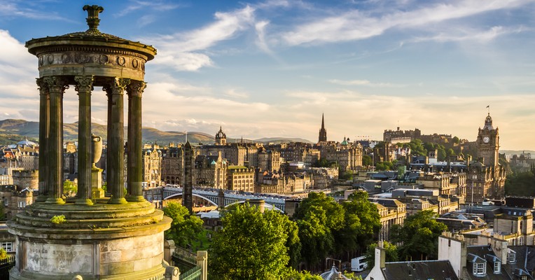 EU AI Act accountability: the Dugald Stewart Monument on Calton Hill above the Edinburgh skyline